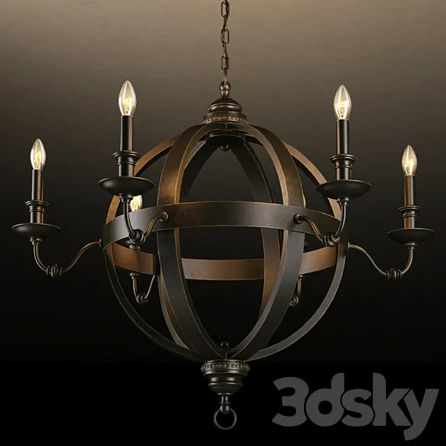 GRAMERCY HOME – MEDIEVAL METAL ORB CHANDELIER CH029-8-ABG 3DS Max Model