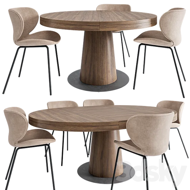 Granada dining table and Hamilton chair 3ds Max