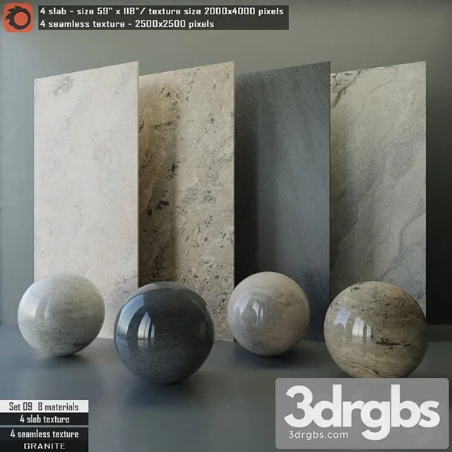 Granite slab & seamless texture set 09 3dsmax Download