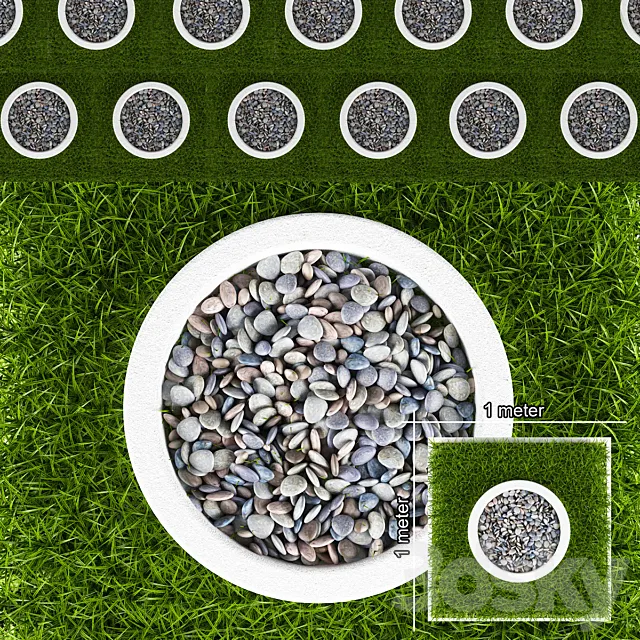 GRASS AND PEBBLES ROUND 3DS Max Model