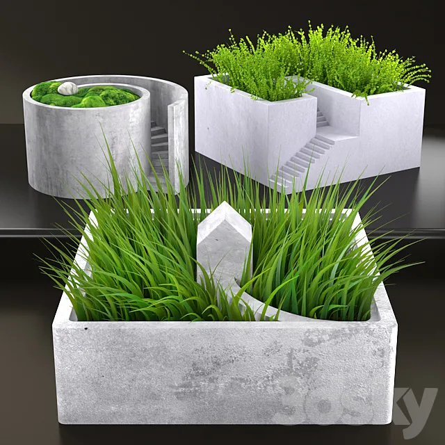 Grass in pots 3ds Max