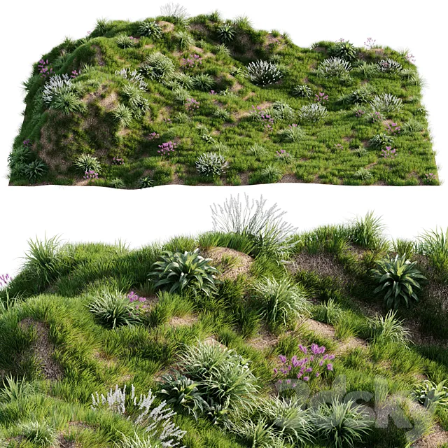 Grass on the slope 3ds Max