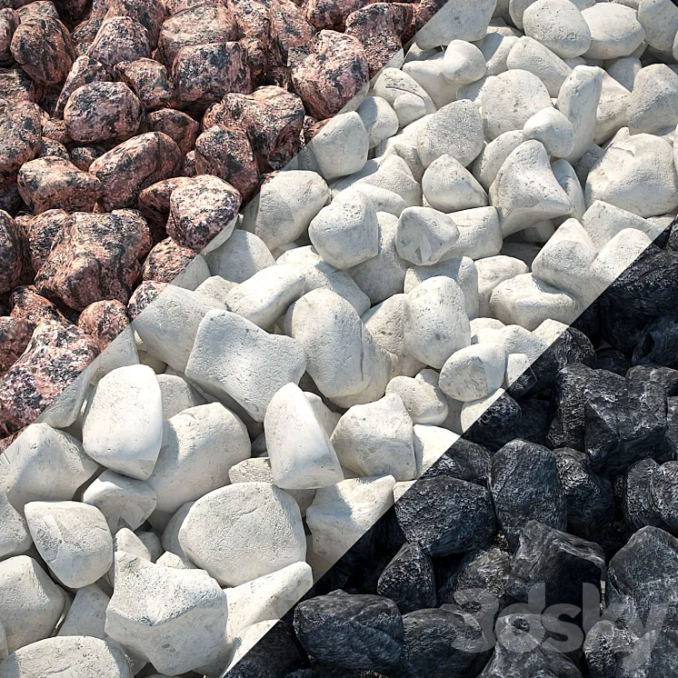 Gravel Red Granite Limestone Basalt 3DS Max