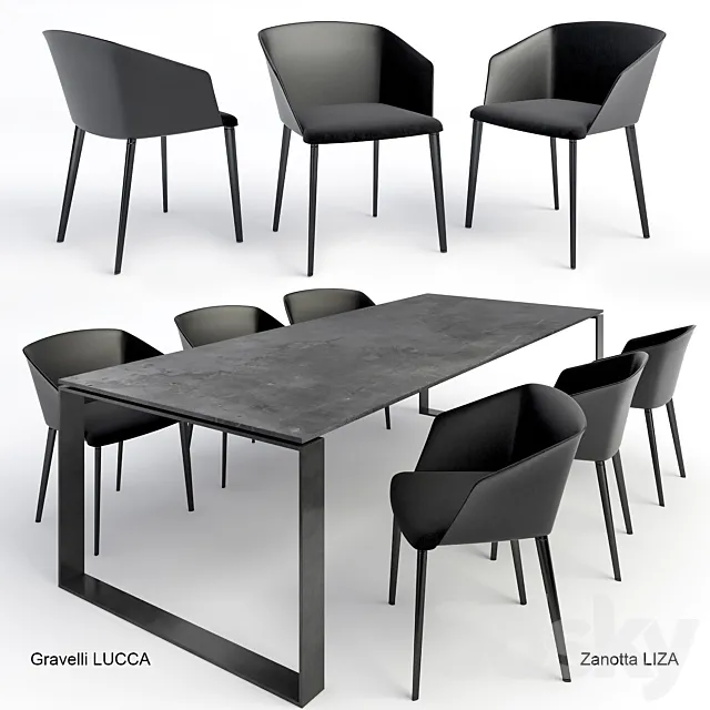 Gravelli table + Zanotta chair 3DSMax File