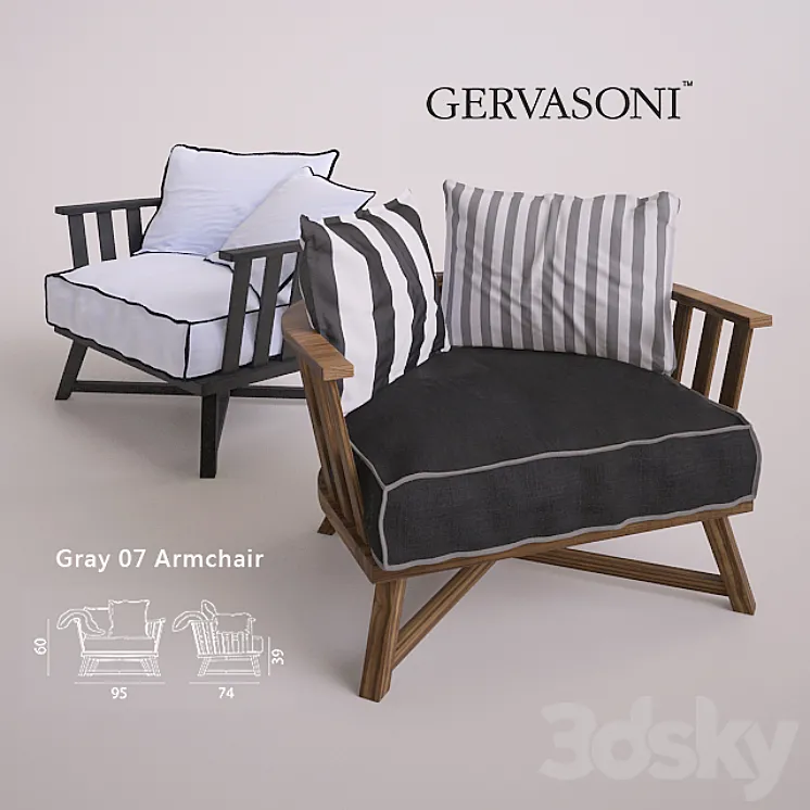 Gray 07 Armchair by Gervasoni – Two Types 3DS Max