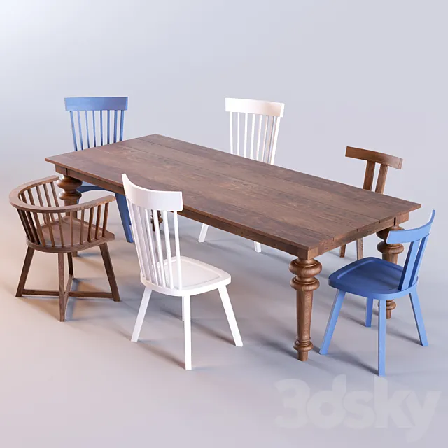 Gray 33 table & InOut Chairs by Gervasoni 3DS Max Model