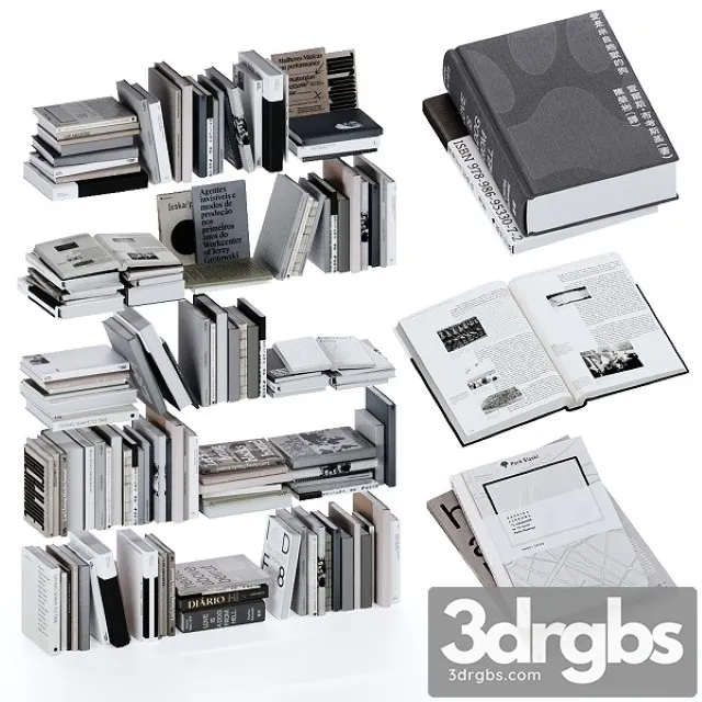 Gray and White Books Set Vol4 3dsmax Download