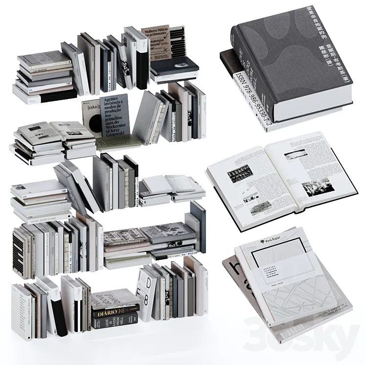 Gray and white books set vol4 3DS Max Model