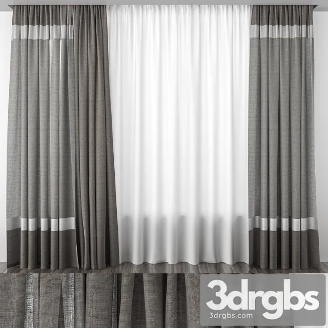 Gray-brown striped curtains