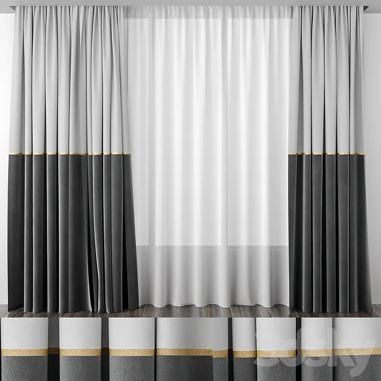 Gray curtains 50\/50 3DS Max