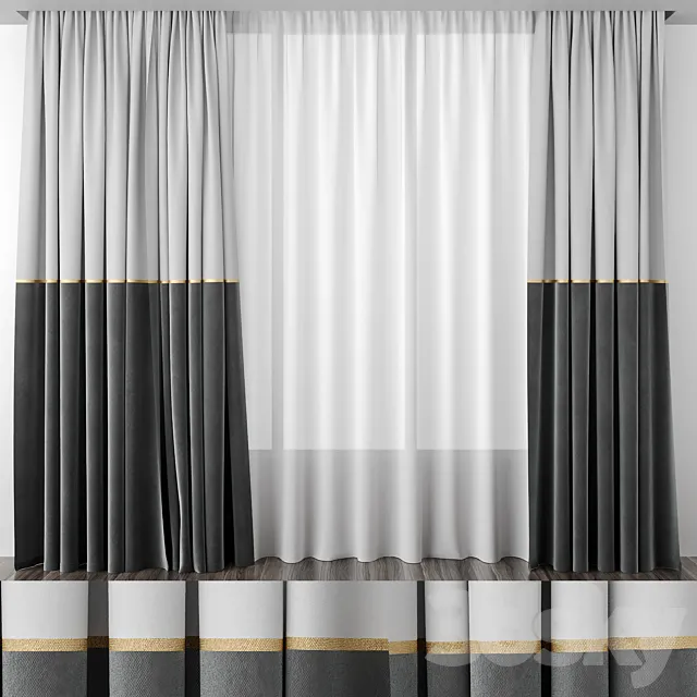 Gray curtains 50_50 3DSMax File