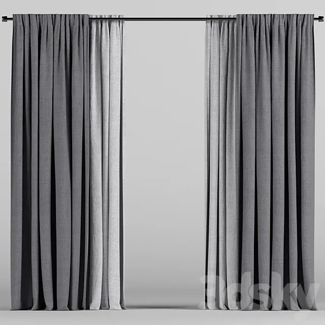 Gray curtains in two colors. 3ds Max