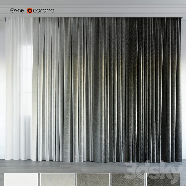 gray gradient curtain. 3DS Max