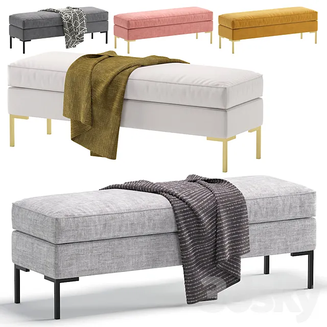 Gray Kona Bench 5 Colors Version_Банкетка Kona серого цвета 3ds Max