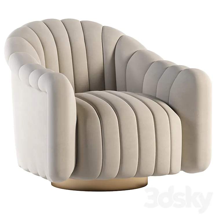 Gray Velvet Swivel Chair 3DS Max Model