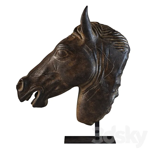 Greco-Roman Horse Head Sculpture Fragment RH 3DS Max Model