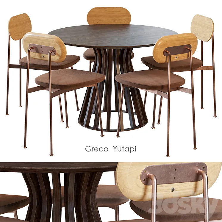 Greco Yutapi Dining table and chairs by Tikamoon 3DS Max Model