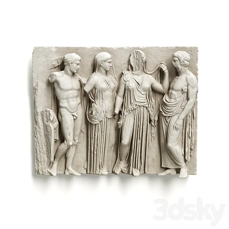 Greek Attic relief wall panel 3DS Max Model
