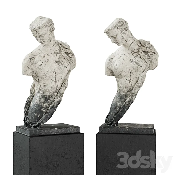 Greek woman torso pedestal marble 3DS Max Model