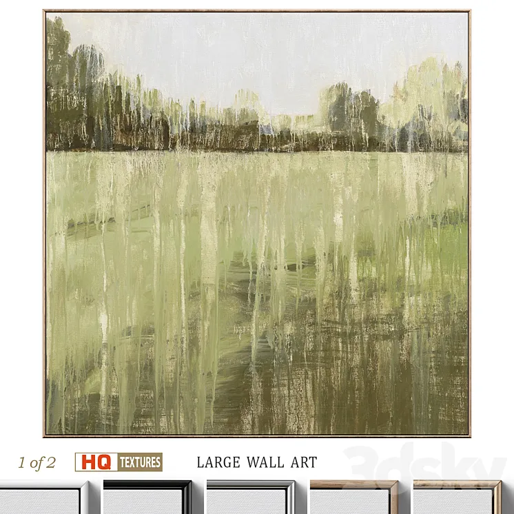 Green Accent Abstract Landscape Large Wall Art C-552 3DS Max Model