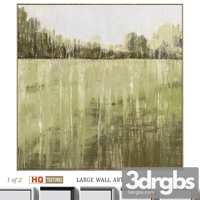 Green accent abstract landscape large wall art c-552