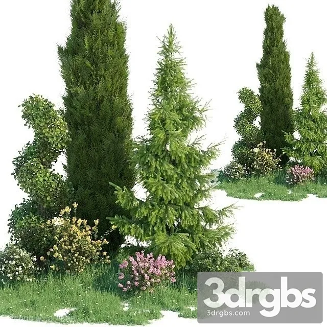 Green Coniferous Tree Set 3dsmax Download