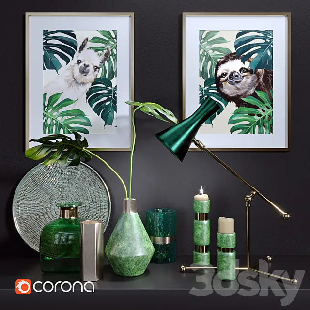Green decor set 3DSMax File