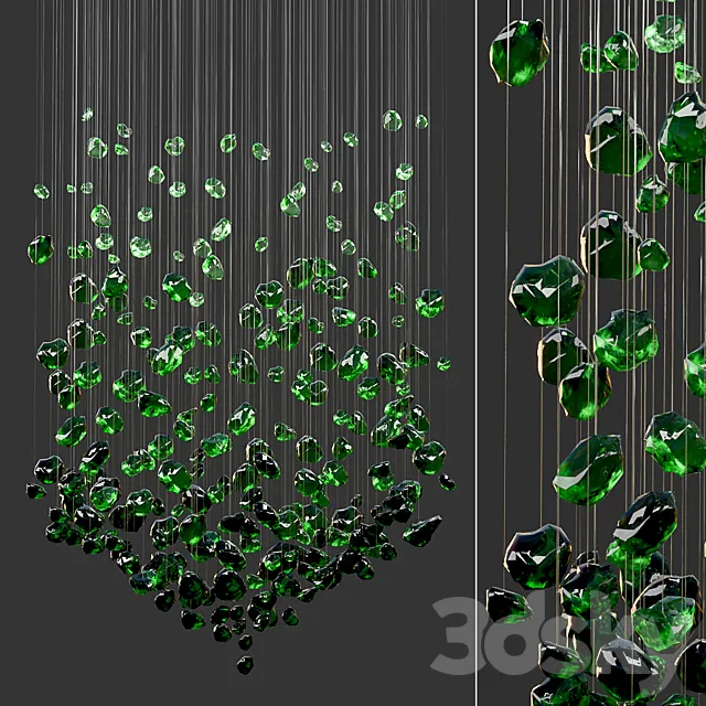 Green Gemstone Chandelier (V shape) 3DS Max Model