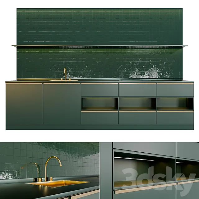 Green kitchen 3DS Max Model