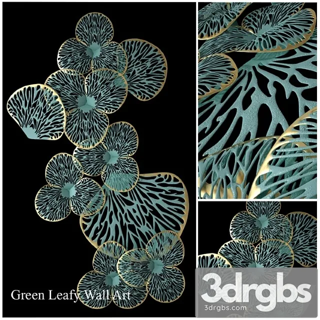 Green leafy wall art 3dsmax Download