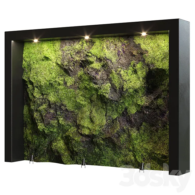 green natural stone wall1 3DSMax File