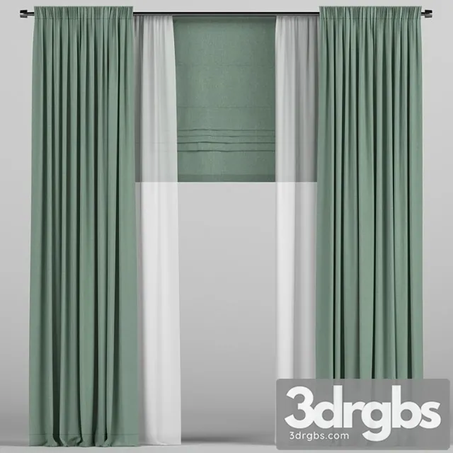 Green Roman Curtains 3dsmax Download