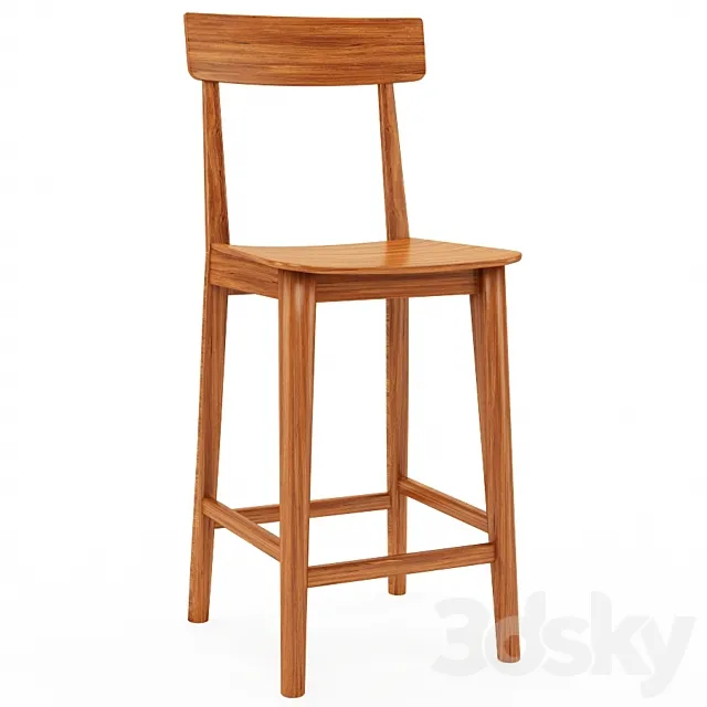 Greenington Solid Classic Bamboo Bar Stool with Back 3ds Max