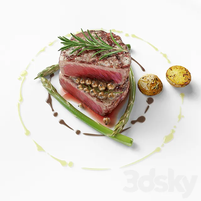 Grilled beef tenderloin 3DS Max Model