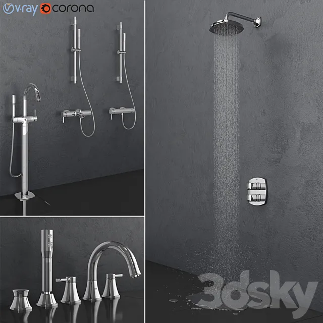 GROHE bath and shower faucets | Grandera set 26 3DS Max Model