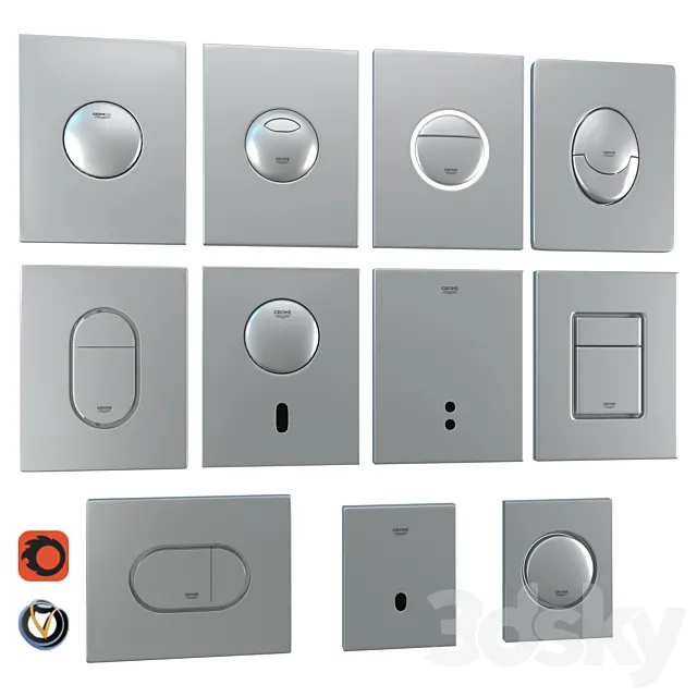 Grohe flush plates for installation 3DS Max Model