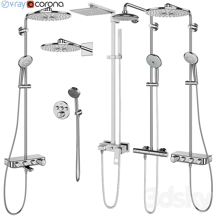 GROHE shower systems set 107 3DS Max