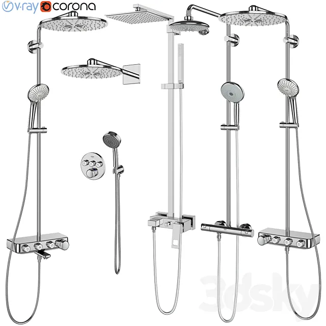 GROHE shower systems set 107 3DSMax File