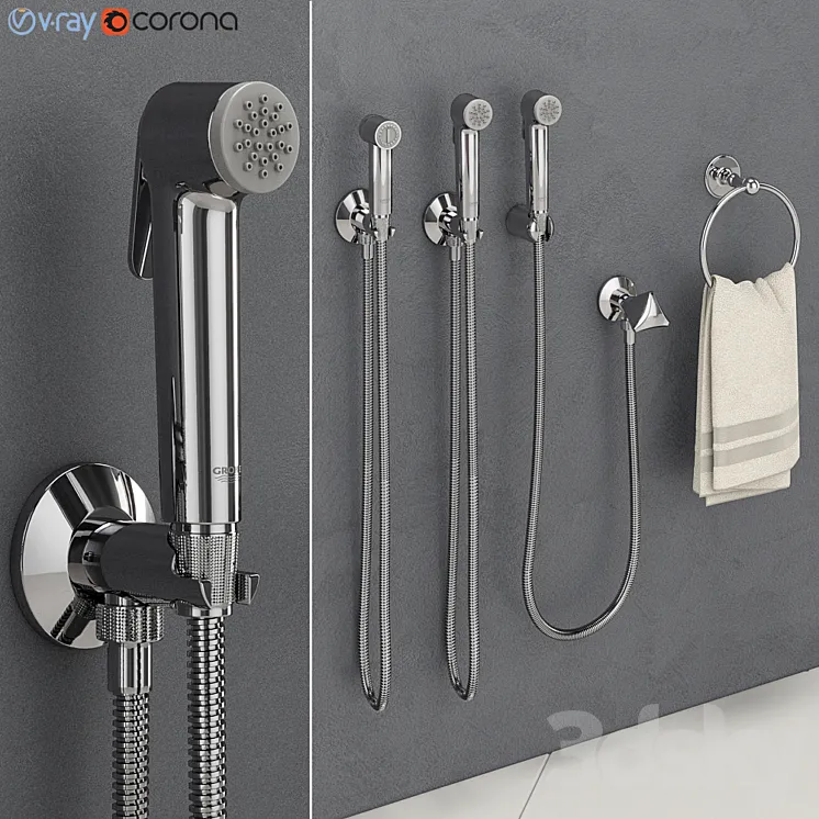 GROHE Tempesta-F Hygienic Shower Head Trigger Spray 30 Sena Trigger Spray 35 3DS Max