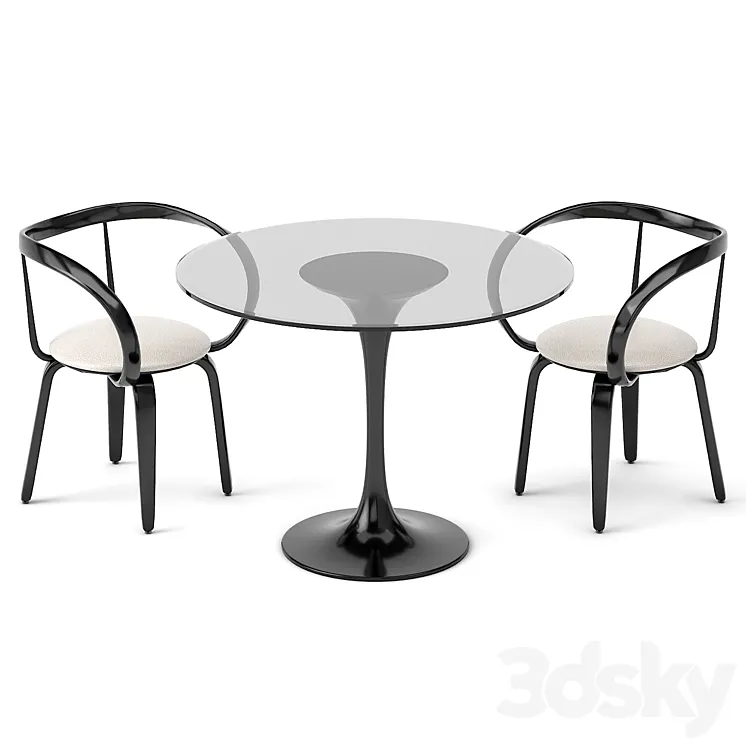 group with chairs apriori L (round table) OM 3DS Max