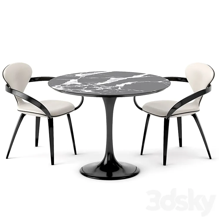 group with chairs apriori N (round table) OM 3DS Max