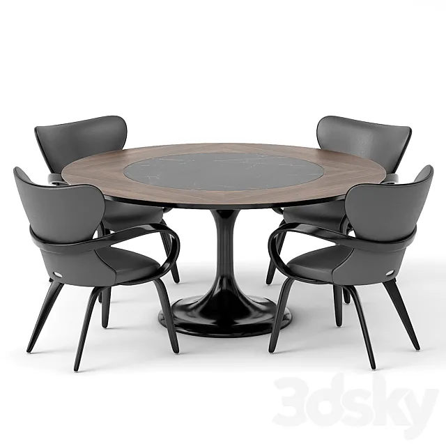 group with chairs apriori S (round table) OM 3DSMax File