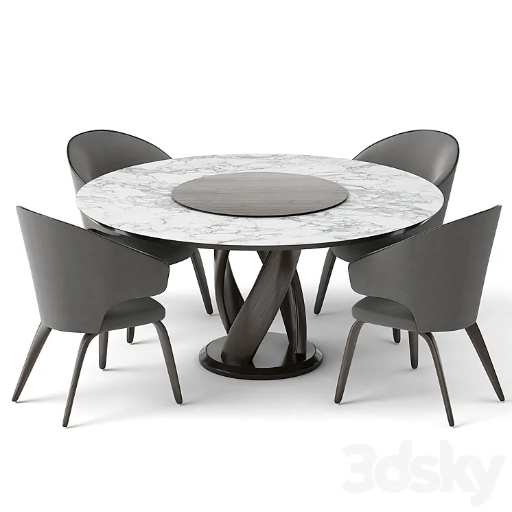 group with round table virtuos D 160 OM 3DS Max