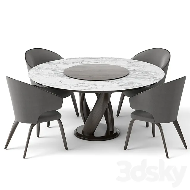 group with round table virtuos D 160 OM 3DSMax File