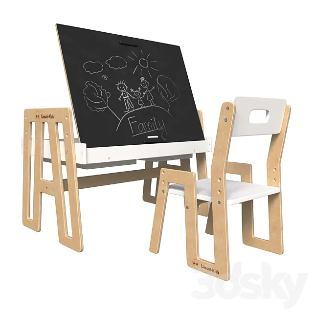 Growing furniture set: children’s table and chair Rastishka Limoni Kids 3ds Max