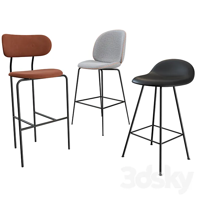 GUBI bar chairs and stools collection 3ds Max