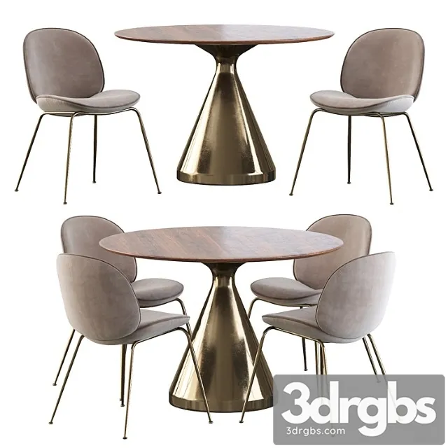 Gubi Beetle Chair And Silhouette Pedestal Round Dining Table 3dsmax Download