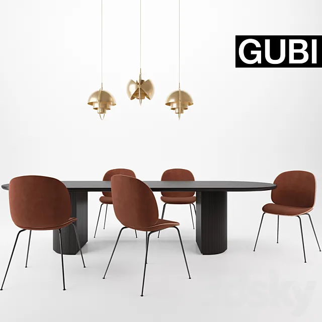 Gubi Beetle chair Moon table Multi-Lite Pendant 3DS Max Model