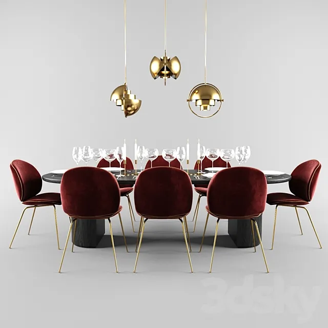 Gubi Beetle dining set 3ds Max