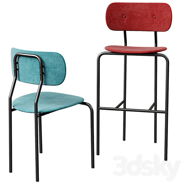 GUBI Coco Dining Chair & Bar Chair 2-in-1 3ds Max